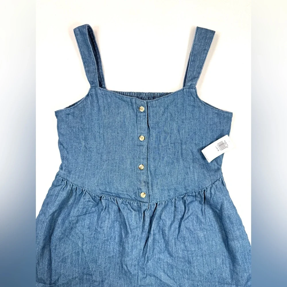 NWT OLD NAVY Girls’ Chambray Denim Button‎ Front Smock Sleeveless Romper Size L - Picture 3 of 9